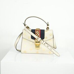 Gucci Sylvie Bee Star Mini Leather Crossbody Bag